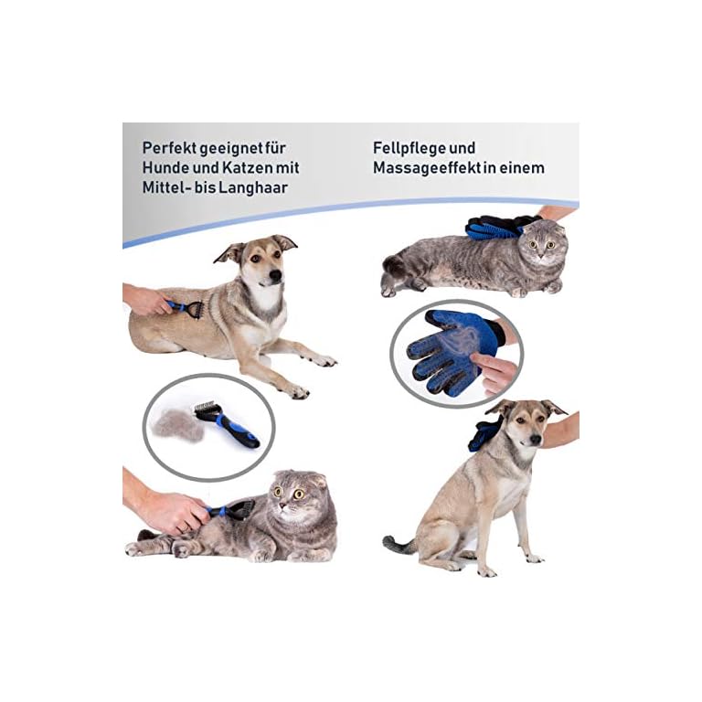 DEZENDO Unterfellbürste für Hunde &amp; Katzen mit Mittel bis Langhaar