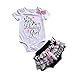 Mrs.Baker'Home Cute Baby Girl Daddy’s Girl Print Bow Romper+Multi-Tulle Ruffle Bowknot Shorts Outfit (0-6 Months, White)