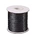NBEADS 185yards/roll Leather Sewing Stitching Flat Waxed Polyester Cord, Bead Cord, Black, 0.5mm in Diameter