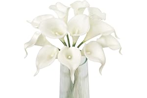 Letjolt White Calla Lily 12Pcs Artificial Flowers Bouquet for Wedding Bride Shower Blessing Gift Home Decoration Faux Calla Lilies Flower, White