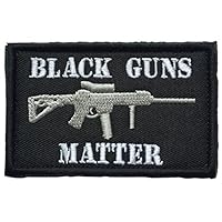 SpaceCar 3D Embroidery Black Guns Matter Military Tactical Morale Hook & Loop Desert Badge Patch 3.15" x 1.97" Sized - Black & White