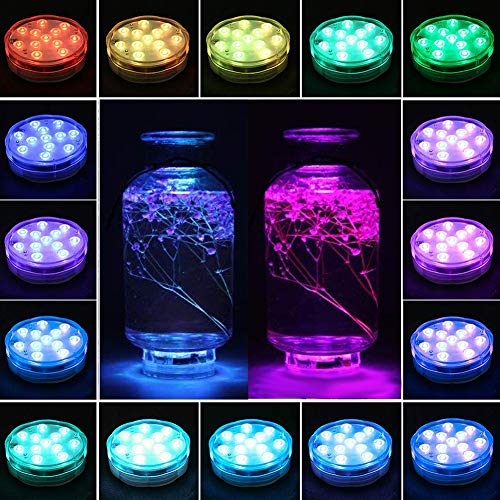 Submersible LED Lights with Remote Control,Underwater Light Waterproof RGB Changing Lights for Pond Pool Waterfall Fountain Aquarium Vase Spa Hot Tub Bathtub Christmas Decoration