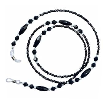 Yaobabymu Black Beaded Eyeglass Chain Sunglass Cord Holder