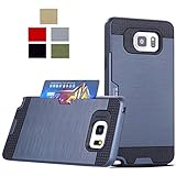 Galaxy Note 5 Case, AnoKe [Credit Card Slots Holder][Not Wallet] Hard Silicone Rubber Hybrid Armor Shockproof Protective Holster Cover Case For Samsung Galaxy Note 5 - KLS Metal Slate