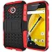 Motorola Moto E2 case,J0-box-mall Rugged Armor[Heavy duty][shockproof],Rubber+Hard case cover with kickstand case for Motorola Moto E2(2nd Gen only).-Red