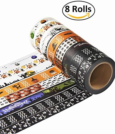Halloween Washi Tape Set, DIY Scrapbooking Decorative Tape, Masking Tape, Planner Tape, Craft Gift Decoration Tape Stickers (8 rolls set)