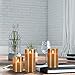 Flameless Candles LED Flickering Fake Candle for Room Decor Home Decorative Battery Operated Remote Control Tan Glass 3 Pack