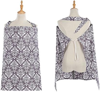 Nursing Cover, Arricastle Baby Breastfeeding Scarf Multi-use 4 in 1 Baby Car Seat Canopy, Shopping Cart, Stroller and Carseat Covers, Soft Breathable Pure Cotton with Privacy Neckline (Brown Flowers)
