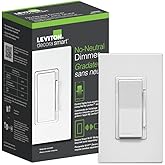 Leviton No-Neutral Decora Smart Dimmer Switch, Requires MLWSB Wi-Fi Bridge to Work with My Leviton, Alexa, Google Assistant,