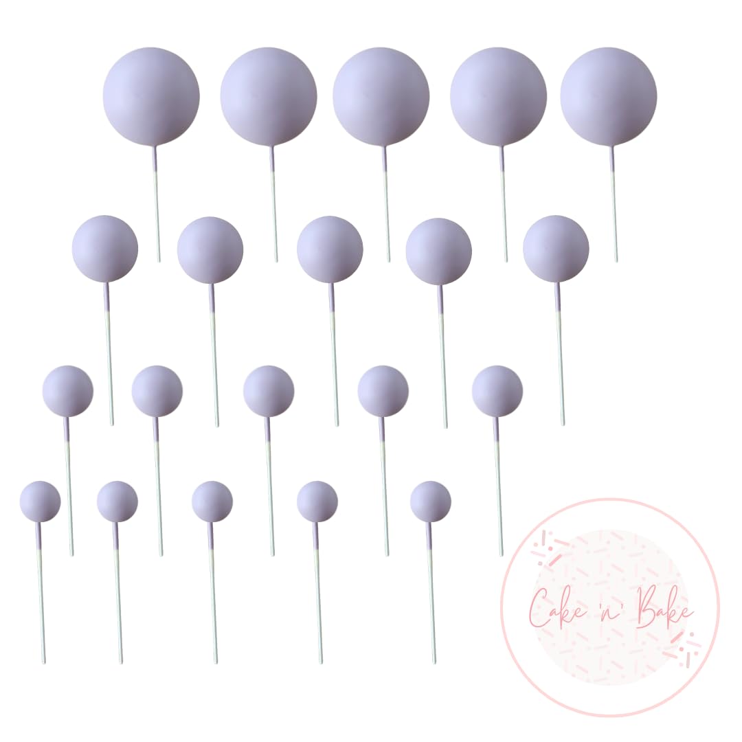 Faux Coloured Polystrene Cake Topper Ball Spheres - Pack of 20 (Lilac)