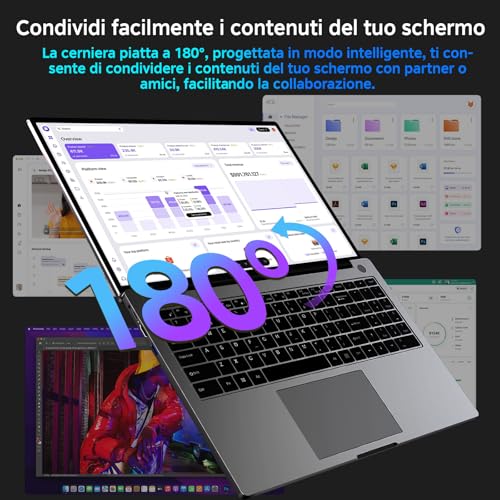 bvate Laptop Gaming 16 GB RAM 512 GB 1TB SSD Expansion Core i3 (up to 3.2 GHz) Notebook 16 Inch Laptop 1920 x 1200 IPS UHD 5G WiFi with Mouse & Keyboard Stickers Italian-Grey | Schermo IPS 1920×1200 FHD+, CPU fino a 3,2GHz, 5G WiFi, Mouse e adesivi tastiera italiana inclusi