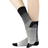 Yoga Pilates Socks with Grips for Women Non Slip Gradient Color-Blocked Cushioned Crew Socks for Barre Ballet Dance
