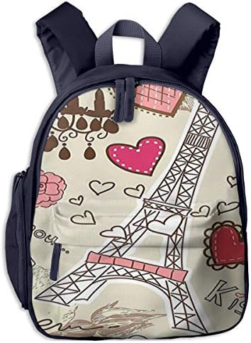 流行超人気 エッフェルタワーハートシャンデリアの花愛のイラスト 迷子防止リュック バックパック 子供用 子ども用バッグ ランドセル 高品質 レッスンバッグ 旅行 おでかけ 学用品 子供の贈り物 メーカー公式ショップ即出荷