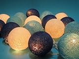 Blue Tone Mix Cotton Ball Patio Party String Lights (20/set)