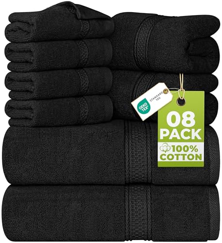 Utopia Towels 8 teilig Handtücher Set aus Baumwolle, Schwarz
