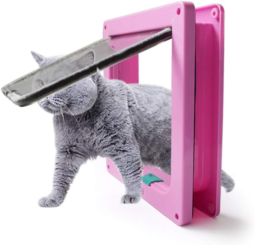 Rikounan Cat Door with 4 Way Locking, Quiet Pet Doors for Cats, Large Cat Doors for Interior Exterior Doors, Easy Installation Premium Cat Flap Door for Cats Small Dogs : Pet Supplies