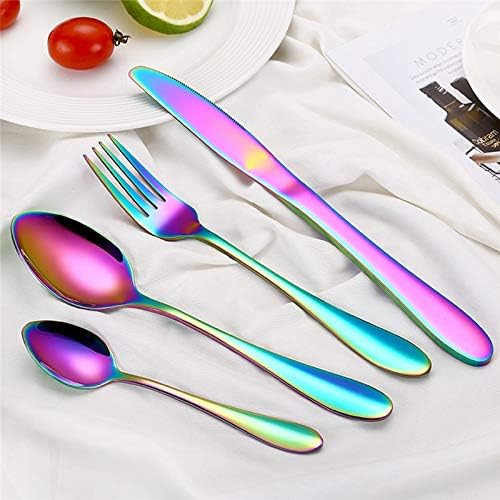 4 PCS/Set Rainbow Silverware New Arrival Stainless Steel Cutlery Set Dinnerware Set Colorful Creative Dinner Set Christmas Gift