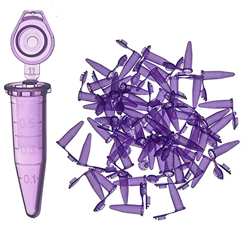 MUHWA 1000PCS Polypropylene Graduated Microcentrifuge Tube with Snap Cap, 0.5ml Capacity Microtubes (Purple)