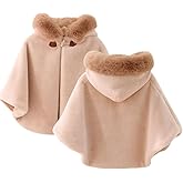Proumhang Girls Hooded Cape Cloak,Winter Warm Outdoor Shawl Poncho,Hoodie Coat Jacket,Princess Capelet Wrap