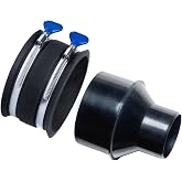 POWERTEC 4 Inch to 2-1/2 Inch Reducer and Flex Cuff with Stainless Steel Key Hose Clamps, Dust Collection Fitting for Woodworking Dust Collection Hose and Ports