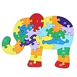 DD Wooden Jigsaw Puzzles Winding Elephant Toys Game Children Letter Numbers Preschool Puzzles Educational Toys for Toddler/Little Kid/Big Kid by DD Collection