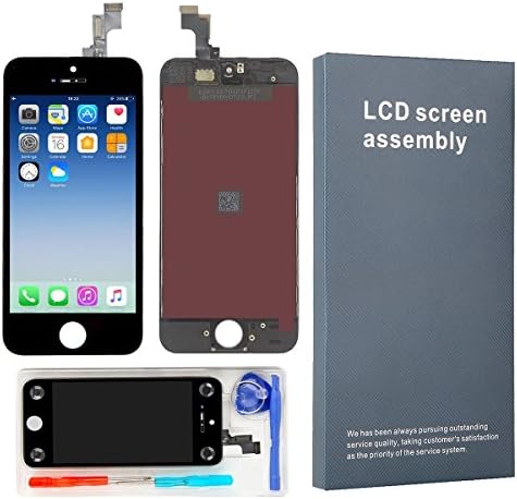 KAICEN Touch Screen Replacement LCD Digitizer Frame Assembly Full Set with Tools and Professional Glass Screen Protector For iPhone 5s Black 4.0 inches