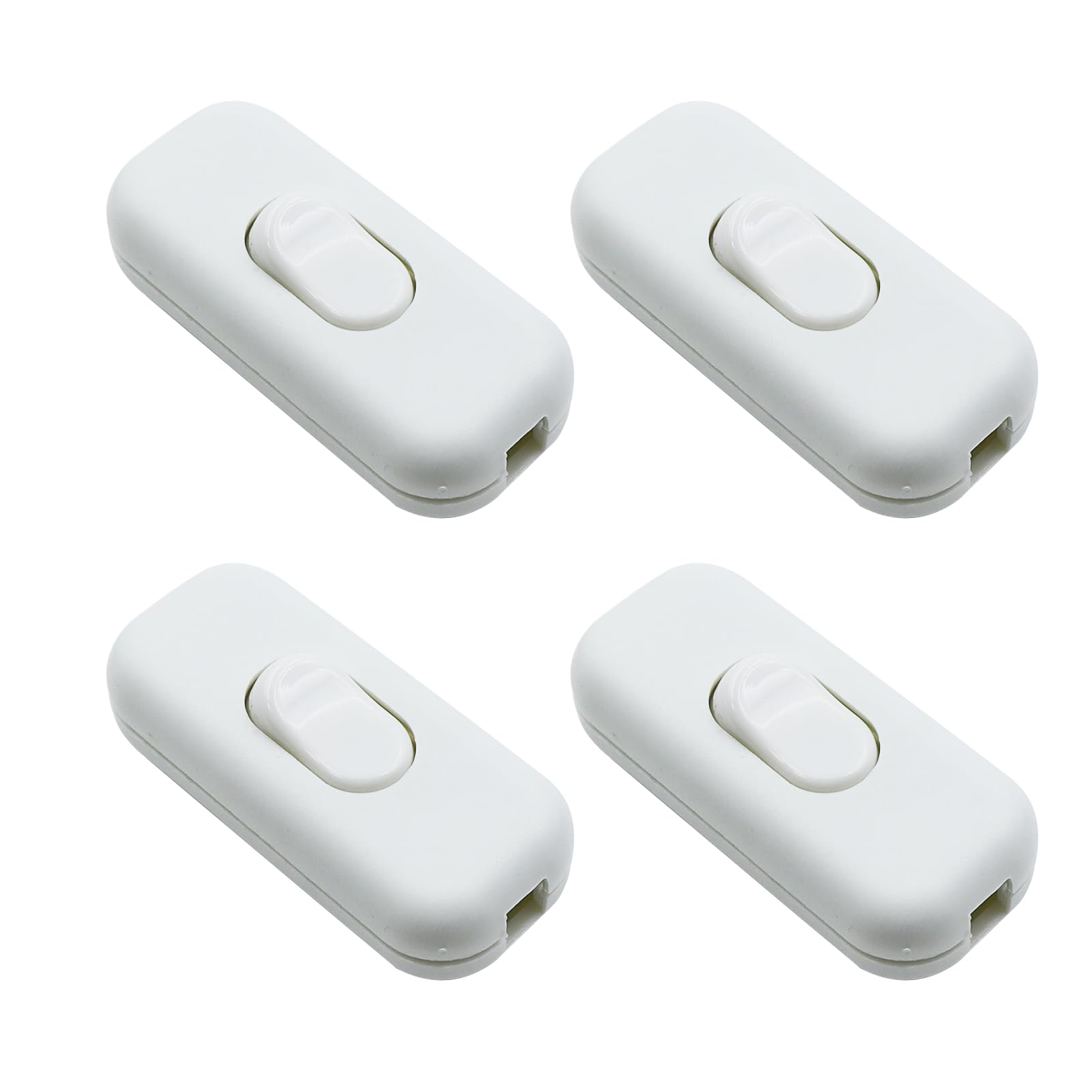 ZHIQIN 4 Pack Inline Switch for Lamps 250V 6A White Torpedo Switch Use Inline 2 or 3 Core Round or Flat Wire for Small Appliance, Desk Lamp, Light — image 1