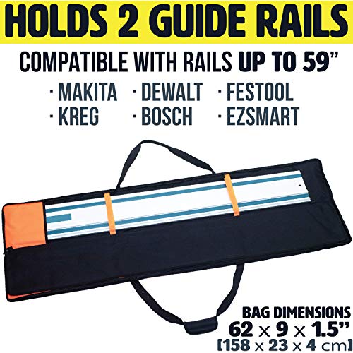 Rugged Tools Guide Rail Bag - Protective Track Saw Bag For Saw Guide Rails up to 59"