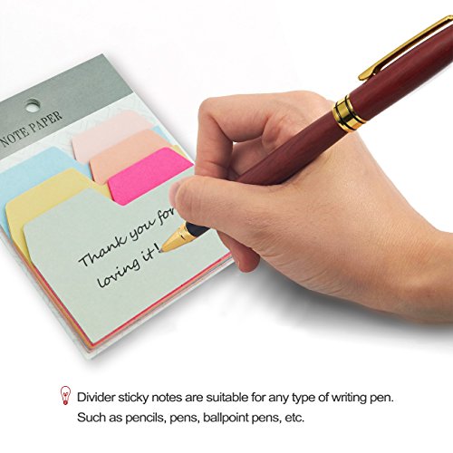 Divider Sticky Notes 90 Ruled Notes with 6 Color and Size, 4 Pack Index Self Stick Notes Take Notes and Mark Pages for Home Office School