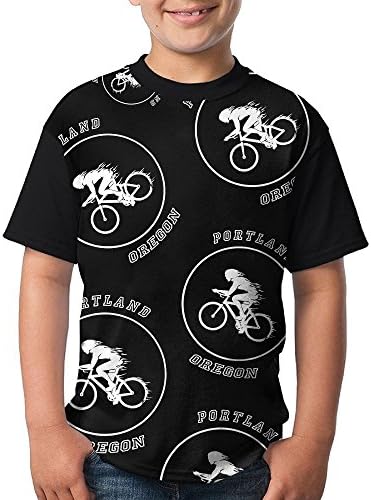 Portland-Bike Boy Girls 3D Printing Casual Round Neck T Shirts Funny Short Sleeve T-Shirts