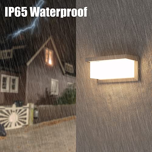 Klighten 2 x Outdoor LED Wall Sconces, 24W 3000K, IP65 Waterproof Indoor/Outdoor Wall Light Rectangular Aluminum Wall Light for Driveway, Garden, Patio, Etc, Anthrazit…
