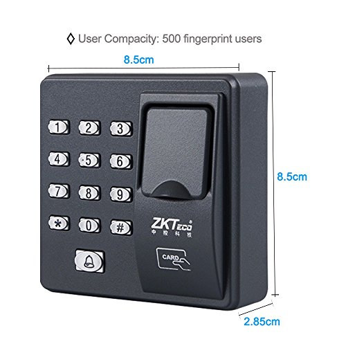 LIBO Fingerprint Machine Biometric Fingerprint Access Control Keypad, 500 Users, with 10pcs Proximity RFID 125KHz Cards Keyfobs, for Home/Office Electric Door Lock System