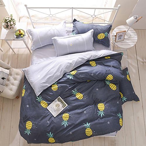 Hxiang 3 Piece Duvet Cover Set with 2 Pillowcase - Luxurious&Extremely Durable Premium Bedding pineapple bedding Collection - -1 Duvet Cover+2 Pillowcases (Queen, black)