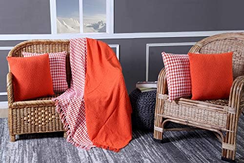 HILLFAIR Chevron 6 Pack Sofa Couch Throw and Pillows Covers (Couch-in-A-Bucket- Set of 6, Coral - Basket)