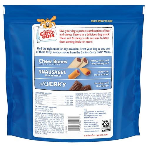 CANINE CARRY OUTS DOG TREATS, BEEF & CHEESE FLAVOR, 47 OUNCE
