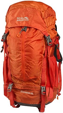 65L High-capacity Durable Lightweight Hiking Backpack with Rain Cover for Camping, Mountaineering, Travel, Daypack, Hiking- Orange
