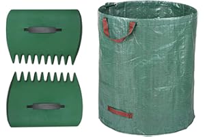 GENERIC CFH-ALLEZ 1 Pair Lawn Claws Garden Leaves Cleaning Trash Leaf Scoop Collect +1 Packs 72 Gallons Garden bag Reusable Garden Garbage Bag (Green)