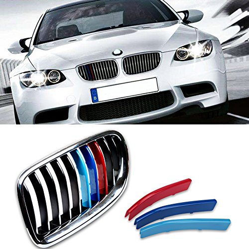 VANJING M-Colored Stripe Grille Insert Trims for BMW F10 F11 5 Series 528i 535i 550i with M-Performance Black Kidney Grill