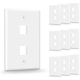 VCE 2-Port Keystone Wall Plate (UL Listed), White 10-Pack | UL Listed for Safety, Designed for RJ45/HDMI/Coax Keystone Jack, Low Profile Wall Plate
