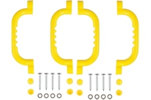 Ymeibe Playground Safety Handles Set, Set of 4 Swing Set Kids Safety Hand Grips for Playset, Grab Handle Bars for Kids Outdoor Games, Jungle Gym, Climbing Frame, Play House Handles (Yellow)