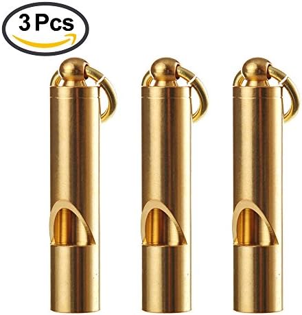 YZDING 3Pcs Portable Brass Emergency/Survival Whistle,Loud Version EDC Tools For Ourdoor Hiking Camping Climbing Key Chain