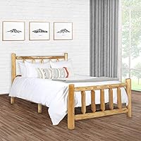 Michigan Rustics Rustic Log Bed, Lacquered Cedar Bed Frame for Rustic Bedroom, for Log Cabins, Vacation Homes, and More - Queen Bed Frame