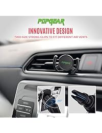PopGear Pop Clip Soporte de coche y soporte para teléfono móvil [2 unidades] Clip de ventilación diseñado para Android o iPhone con clip desplegable, resistente con agarre de 360 grados y bloqueo para navegación GPS