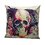 XILALU Halloween Decoration Skull Pillow Case Sofa Waist Throw Cushion Cover Home Decor (A)