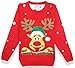 V28 Women's Christmas Reindeer Snowflakes Sweater Pullover (Tag XL (US size 12), Red-ReerFace)