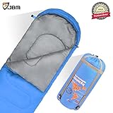JBM Sleeping Bag 30F Lightweight Portable Semi Rectangular Multicolor Blue Green with Compression Sack in All Seasons, Water Resistant for Camping Hiking Traveling Packaging, Outdoor Activity (Single)