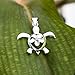 Sterling Silver Turtle Honu with Plumeria CZ Necklace Pendant with 18