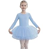 Toddler Girls Ballet Leotard Long Sleeve Tutu Dress with Shiny Skirt Kids Ballerina Dance Outfits