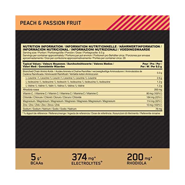 Optimum-Nutrition-Gold-Standard-BCAA-Amino-Acid-Powder-Vitamin-C-with-Zinc-Magnesium-and-Electrolytes-Immune-Booster-Peach-and-Passionfruit-28-Servings-266-g-Packaging-May-Vary Optimum Nutrition Gold Standard BCAA, Amino Acid Powder, Vitamin C with Zinc, Magnesium and Electrolytes, Immune Booster…