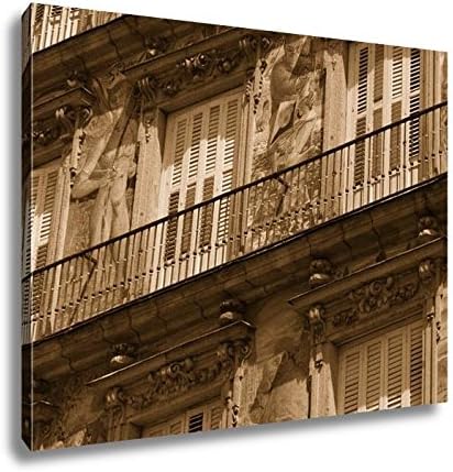 Ashley Canvas Detail Of A Decorated Facade At The Palza Mayor Madrid Spain, Wall Art Home Decor, Ready to Hang, Sepia, 16x20, AG5528743